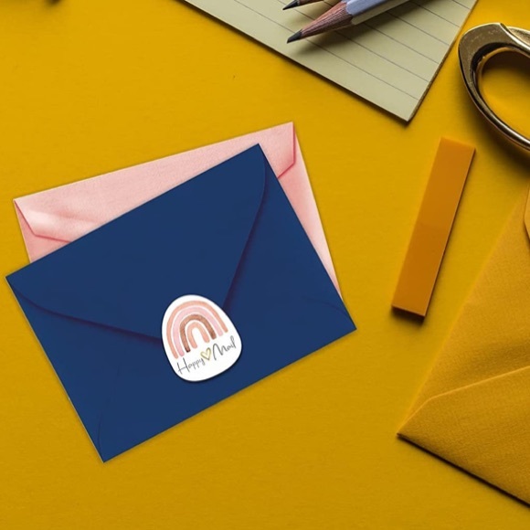 POSHER FAVORITE 🎉50 Designer HAPPY MAIL 2 inch stickers- Gold Foil Boho Rainbow - Picture 4 of 6